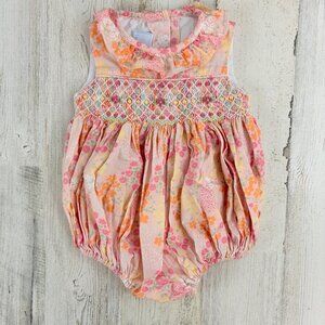 Little English Smocked Bubble Romper Sz 3 M